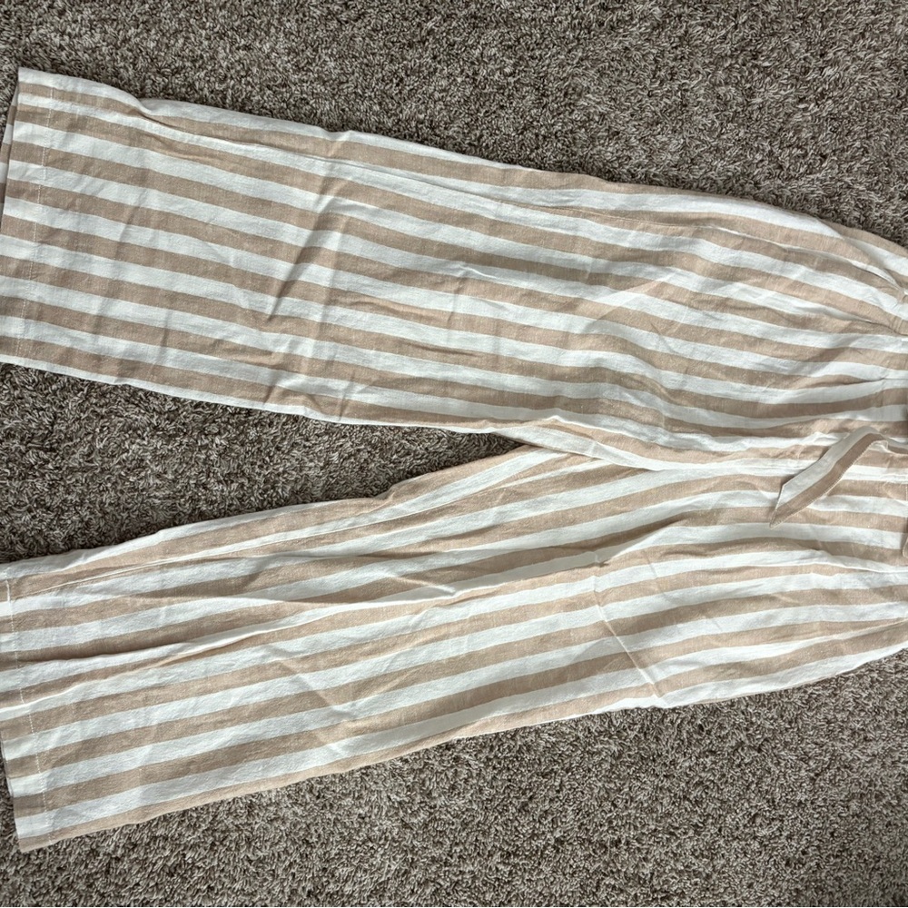 J. Crew Beige and White Striped Pants